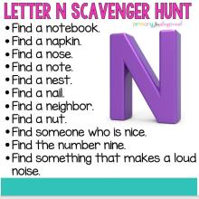 Letter N Scavenger Hunt