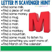 Letter M Scavenger Hunt