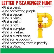 Letter P Scavenger Hunt